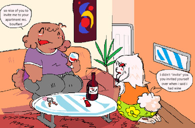 Rating: s
ID: 5689377
Date: 2025-07-06 04:23:33 -0400
Status: active
Score: 7
alcohol apartment beverage bottomwear brown_body brown_fur canid canine canis charlotte_bouffant clothing coffee_table container cup dialogue disagreement domestic_dog door drinking_glass english_text fur furniture glass glass_container glass_cup holding_container holding_cup holding_drinking_glass holding_object holding_wine_glass inside key keyring lagomorph leporid mammal pants pawpads picture_frame plant plant_pot poodle potpourri_baudelaire potted_plant purple_clothing purple_shirt purple_t-shirt purple_topwear rabbit rug shirt sitting smile sofa speech_bubble t-shirt table text topwear toy_dog toy_poodle twigsyy white_body white_fur wine wine_bottle wine_glass post #5689377