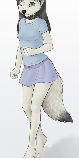 Rating: s
ID: 69509
Date: 2010-04-17 06:10:50 -0400
Status: active
Score: 67
2008 adolescent anthro biped black_hair black_nose blue_clothing blue_shirt blue_topwear bottomwear breasts button_skirt canid canine claws clothed clothing collar coonkun eye_scar facial_scar female fluffy fluffy_tail fox fur grey_eyes hair long_hair looking_at_viewer mammal one_eye_closed scar shirt simple_background skirt smile solo standing tail topwear vixenchan walking white_background white_body white_fur young young_anthro young_female post #69509