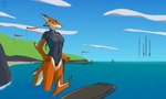 Rating: s
ID: 4213217
Date: 2023-08-04 14:50:26 -0400
Status: active
Score: 14
2023 5:3 5_fingers anthro beach black_body black_scales breasts clothed clothing cloud countershade_ears countershade_face countershade_legs countershade_scales countershade_tail countershading detailed_background dorsal_fin ear_fins female fin fingers fish flag flag_(object) green_eyes hand_on_hip hi_res looking_aside marine multicolored_body non-mammal_breasts orange_body orange_scales outside partially_submerged pier scales sea seaside shaded shark signature sky smile solo_focus standing standing_in_water surfboard surfboard_leash tail tail_fin tan_body tan_countershading tan_scales thribocarbon water wetsuit zipper post #4213217