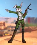Rating: s
ID: 4953967
Date: 2024-07-31 08:26:03 -0400
Status: active
Score: 57
2024 5_fingers albino anthro armor artist_logo artist_name autumnopossum bandaged_hand belt blurred_background boots bottomwear breasts clothed clothed_anthro clothed_female clothing combat_cat_studio digitigrade female fingers footwear fully_clothed fully_clothed_anthro fully_clothed_female fur gesture gloves gun hand_gesture handwear hi_res holding_gun holding_object holding_ranged_weapon holding_submachine_gun holding_weapon hongying_(wild_assault) jacket lagomorph leg_pouch leporid logo mammal medical_instrument military_uniform open_clothing open_jacket open_topwear outside pants pointing ppsh-41 rabbit ranged_weapon red_eyes scientific_instrument screencap screencap_background shadow shoes signature solo standing standing_on_rock stethoscope submachine_gun text topwear trigger_discipline uniform weapon white_body white_fur wild_assault post #4953967