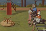 Rating: s
ID: 3988215
Date: 2023-04-12 16:52:11 -0400
Status: active
Score: 4
2022 3_toes 5_fingers anthro arm_tuft artist_logo avian barefoot beak bird black_beak black_body black_claws black_feathers blue_clothing blue_shirt blue_t-shirt blue_topwear bottomwear brown_bottomwear brown_clothing brown_shorts cheek_tuft chest_tuft chicken claws clothing container countershade_torso countershade_wings countershading cup detailed_background dipstick_feathers duo eating eye_contact facial_tuft feathers feet fingers galliform gallus_(genus) generation_5_pokemon grass grey_body grey_bottomwear grey_clothing grey_feathers grey_shorts head_crest head_tuft holding_bread holding_container holding_cup holding_object knee_tuft leg_tuft logo looking_at_another male monkey_bars nintendo one_eye_obstructed open_beak open_mouth orange_body orange_clothing orange_eyes orange_feathers orange_shirt orange_t-shirt orange_topwear phasianid pidove plant pokemon pokemon_(species) red_tongue roundabout_(play) sammfeatblueheart shaded shadow shirt shorts shrub signature sitting slide speckled_body swing_set t-shirt tail tail_feathers toes tongue topwear tree tuft water white_body white_feathers winged_arms wings wrist_tuft yellow_beak yellow_eyes post #3988215