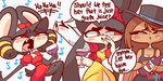 Rating: s
ID: 2397920
Date: 2020-09-04 21:10:00 -0400
Status: active
Score: 68
2020 2:1 3_fingers accessory anthro bandage beverage black_body black_clothing black_dress black_eyes black_fur black_hair black_hat black_headwear blush bottle bow_(feature) bow_accessory bow_ribbon breasts brown_body brown_fur brown_hair chelizi_(diives) chilean_flag cleavage clothed clothing container cup dialogue diives dress drinking_glass drunk english_text fangs female fingers fur gaghiel glass glass_container glass_cup group hair hair_accessory hair_bow hair_ribbon hat headgear headwear hi_res holding_bottle holding_container holding_glass holding_object lagomorph leporid looking_at_another mammal murid murine musical_note musical_symbol national_chilean_wine_day open_mouth pink_nose rabbit raised_leg rat red_bow red_clothing red_dress ribbons rodent sharp_teeth simple_background speech_bubble striped_body striped_fur stripes substance_intoxication symbol teeth text white_background white_inner_ear wine_bottle wine_glass xingzuo_temple yellow_clothing yellow_dress yellow_stripes zhima_(diives) post #2397920