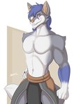 Rating: s
ID: 4993155
Date: 2024-08-18 01:26:52 -0400
Status: active
Score: 14
anthro belt blue_hair bottomwear canid canine canis clothing fur grey_body grey_fur grin hair hi_res loincloth looking_at_viewer male mammal piercing purple_eyes simple_background smile solo spinal22 wolf post #4993155