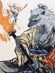 Rating: s
ID: 5127510
Date: 2024-10-20 09:03:18 -0400
Status: active
Score: 17
3:4 anthro asian_clothing balujiang black_myth:_wukong black_sclera canid canine canis chinese_clothing clothing east_asian_clothing fire grey_body guangzhi hair halberd haplorhine hi_res male mammal melee_weapon monkey polearm primate simple_background staff weapon white_background white_hair wolf post #5127510