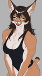 Rating: s
ID: 5589098
Date: 2025-05-21 18:49:48 -0400
Status: active
Score: 96
9:16 abs anthro breasts brown_body brown_fur brown_hair caracal caracal_(genus) cheek_tuft chest_tuft cleavage clothed clothing colored digital_media_(artwork) ear_tuft eyes_closed facial_tuft fangs felid feline female flat_colors fur hair half-length_portrait hi_res high-angle_view inner_ear_fluff long_hair mammal muscular muscular_anthro muscular_female open_mouth pequod_vl portrait short_tail simple_background smile solo standing tail teeth thick_thighs tongue tuft whiskers white_body white_fur post #5589098