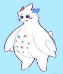 Rating: s
ID: 5538661
Date: 2025-04-29 22:40:48 -0400
Status: active
Score: 19
2024 2_toes anthro blush digital_drawing_(artwork) digital_media_(artwork) digitigrade feathers feet fur fur_markings generation_4_pokemon gregory_(vexedcalyx) grey_eyes hair handless male markings multicolored_body nintendo overweight overweight_male pokemon pokemon_(species) solo tail tail_feathers toes togekiss vexedcalyx white_body white_fur white_hair winged_arms wings post #5538661