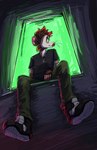 Rating: s
ID: 3309462
Date: 2022-04-30 23:11:55 -0400
Status: active
Score: 15
abstract_background absurd_res ambiguous_gender american_opossum anthro big_ears black_clothing black_shirt black_topwear bottomwear clothed clothing digital_media_(artwork) eyebrows female footwear fully_clothed fur green_bottomwear green_clothing green_eyes green_pants hair hi_res high_top_shoes looking_away mammal marion_(veryloudopossum) marsupial pants red_hair shaded shirt shoes sitting solo teeth topwear tuft veryloudopossum watermark whiskers white_body white_fur window post #3309462