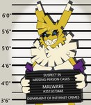 Rating: s
ID: 3759959
Date: 2022-12-19 15:44:49 -0500
Status: active
Score: 33
ajvulpes anthro armwear bandai_namco black_nose black_sclera blue_eyes breasts canid canine chart clothing digimon digimon_(species) digital_media_(artwork) english_text fan_character female fingers fur fur_tuft grin hair height_chart hi_res holding_object holding_sign jail_placard looking_at_viewer malware_(ajvulpes) mammal measurements mugshot number open_mouth pixelated purple_clothing renamon sign simple_background smile solo standing text tuft white_body white_fur yellow_body yellow_fur post #3759959