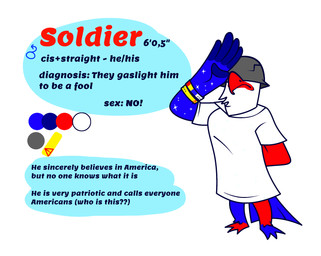 Rating: s
ID: 5378621
Date: 2025-02-17 01:05:54 -0500
Status: active
Score: 6
2025 accipitrid accipitriform alternate_species anthro anthry_(sparklecare) avian bald_eagle bird bottomless character_name clothed clothing eagle english_text gender_symbol gesture hand_behind_back hat_over_eyes hi_res male male_symbol military_helmet model_sheet p1nk3u salute sea_eagle simple_background soldier_(team_fortress_2) solo sparklecare standing stated_heterosexuality stated_sexuality symbol team_fortress_2 text topwear valve post #5378621