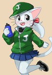 Rating: s
ID: 5653156
Date: 2025-06-19 10:21:53 -0400
Status: pending
Score: 7
accessory anthro baseball_cap black_eyes bottle bottomwear chaora clothing container domestic_cat felid feline felis female footwear fur hair hair_accessory hair_ribbon hat headgear headwear hi_res holding_bottle holding_container holding_object jacket kemono mammal on_one_leg open_mouth open_smile pink_nose ponytail ribbons shoes skirt smile solo standing topwear wan!_(manga) water_bottle whiskers white_body white_fur white_hair post #5653156