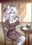 Rating: s
ID: 4140429
Date: 2023-06-29 16:16:32 -0400
Status: active
Score: 18
1950s_theme anthro beverage bonnet bottomwear classy clothing container cup curly_hair dining_room dress fancy_clothing fangs felid feline female fur hair headgear headwear hi_res long_hair mammal purple_eyes sabertooth_(anatomy) shima_sonoma sitting skirt solo tea tea_cup teeth unknown_artist white_body white_fur white_hair post #4140429