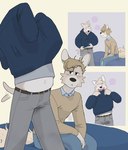 Rating: s
ID: 5532477
Date: 2025-04-26 19:12:40 -0400
Status: active
Score: 22
belt blush bottomwear canid canine clothing comic dexter_(p_rindustries) duo fluffy fluffy_tail hi_res kevin_(p_rindustries) male male/male mammal navel organs p_rindustries pants shirt slightly_chubby smile stomach sweater sweatshirt tail tail_motion tailwag topwear post #5532477