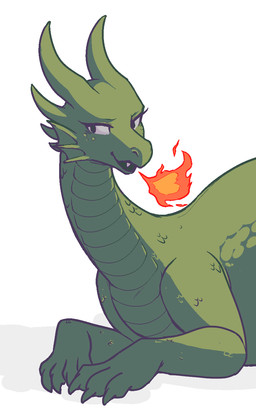 aliasing breath_powers claws curved_horn deepest_sword digital_media_(artwork) dragon ear_fins elemental_manipulation eyelashes female feral fin fire fire_breathing fire_manipulation flirting green_body green_eyes green_horn green_scales hi_res horn iriedono long_the_dragon looking_aside mythological_creature mythological_scalie mythology open_mouth quadruped scales scalie simple_background solo white_background wingless_dragon