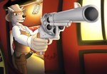 Rating: s
ID: 5309956
Date: 2025-01-15 17:33:30 -0500
Status: active
Score: 7
2025 anthro belt belt_buckle black_nose bottomwear breasts buckle bullet canid canine canis chest_tuft clothing cowboy_hat fangs female fleshslinky fur grey_body grey_fur gun handgun hat headgear headwear hi_res holding_object holding_weapon holster inner_ear_fluff jennifer_(gotadraw) kerchief lamp lantern mammal neck_tuft neckerchief neckwear one_eye_closed orange_body orange_fur pants ranged_weapon red_wolf revolver shirt sitting smile solo stagecoach tail teeth topwear tuft vest weapon window wolf yellow_eyes post #5309956