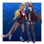Rating: s
ID: 5153243
Date: 2024-11-01 00:24:41 -0400
Status: active
Score: 5
1:1 2024 abstract_background amber_eyes anthro bat blonde_hair blue_eyes bottomwear bow_tie brown_hair clothed clothing conditional_dnp cosplay cougar duo felid feline female fingerless_gloves footwear garter_straps gloves hair handwear hat headgear headwear high_heels inner_ear_fluff jacket jewelry legwear mammal membrane_(anatomy) membranous_wings necklace panties shoes shorts smile socks standing stockings the_rocky_horror_picture_show thigh_highs top_hat topwear tuft underwear vilani wings post #5153243
