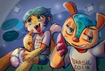Rating: s
ID: 3847975
Date: 2023-02-01 18:32:10 -0500
Status: active
Score: 19
2022 anthro armadillo ball biped clothing duo felid fifa fuleco fur green_eyes green_hair hair hi_res leopard male mammal markings mascot pantherine shirt soccer_ball spots spotted_body spotted_fur text text_on_clothing text_on_shirt text_on_topwear three-banded_armadillo topwear wichuiz xenarthran yellow_body yellow_fur zakumi post #3847975