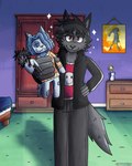 Rating: s
ID: 4908466
Date: 2024-07-09 19:20:06 -0400
Status: active
Score: 8
4:5 absurd_res anthro bed black_hair bold_and_brash canid canine cheek_tuft clothed clothing detailed_background doll domestic_cat dresser facial_tuft felid feline felis female flower fur furniture grey_body grey_fur group hair hand_on_hip hi_res holding_object looking_at_viewer male mammal plant red_eyes rsbr smile tail tuft post #4908466