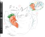 Rating: s
ID: 5618742
Date: 2025-06-03 15:12:20 -0400
Status: active
Score: 16
ambiguous_gender baaameowmeow carrot cozy dewlap_(anatomy) dream eating eyes_closed feral food fur gubby_(roblox) gubby_(species) heart_symbol hi_res lagomorph leporid lying mammal neck_tuft on_side pillow plant rabbit relaxing simple_background sleeping slightly_chubby solo sound_effects thought_bubble tuft vegetable vowelless vowelless_sound_effect white_background white_body white_fur zzz post #5618742