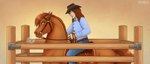 Rating: s
ID: 5551338
Date: 2025-05-05 17:48:51 -0400
Status: active
Score: 6
2025 ambiguous_gender angry artist_name bit_gag blue_eyes bridle brown_body brown_hair brown_mane brown_tail clothing cowboy_hat dated digital_media_(artwork) duo english_text equid equine eyebrows fence feral gag gradient_background hair hat headgear headwear hi_res horse human jenery looking_at_another looking_back looking_down male mammal mane reins restraints saddle saddle_pad simple_background snorting stocks tail text watermark worried post #5551338