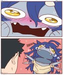 Rating: s
ID: 5596900
Date: 2025-05-25 08:03:45 -0400
Status: active
Score: 42
2025 absurd_res after_transformation anthro black_hair blue_body blue_hair blush bodily_fluids canid canine clothing comic crying dialogue digital_media_(artwork) duo female flustered hair hi_res human male mammal mythological_canine mythological_creature mythology open_mouth rekidesu ren_(rekidesu) shirt simple_background tail tears topwear tsukiko_(rekidesu) werecanid werecanine werecreature werewolf yellow_eyes post #5596900