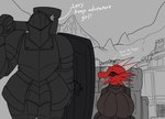 Rating: s
ID: 4079364
Date: 2023-05-29 01:39:15 -0400
Status: active
Score: 51
anthro armor big_breasts black_sclera breasts clothed clothing dialogue duo english_text female headgear helmet hi_res holding_object holding_weapon horn huge_breasts human hyper hyper_breasts knight kobold male mammal melee_weapon monochrome outside red_body reptile scalie shield text tongue vf-01s warrior weapon post #4079364
