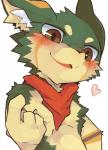 Rating: s
ID: 1722296
Date: 2018-11-30 19:16:06 -0500
Status: active
Score: 16
anthro blush brown_eyes bust_portrait canid canine canis clothing domestic_dog fur green_body green_fur heart_symbol izuna_(shin.) kerchief looking_at_viewer male mammal open_mouth portrait shin. simple_background solo tongue white_background post #1722296