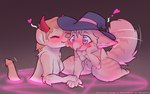 Rating: s
ID: 5154827
Date: 2024-11-01 18:33:19 -0400
Status: active
Score: 22
astralynx clothing dasyurid dasyuromorph demon english_text female female/female fur halloween hat headgear headwear heart_eyes heart_symbol hi_res holidays licking magic mammal mango_(mangobird) marsupial pink_body pink_fur shurya_(shuryashish) summoning_circle tasmanian_devil teacup_gryphon text tongue witch_hat post #5154827