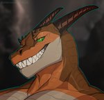 Rating: s
ID: 4355460
Date: 2023-10-16 09:38:10 -0400
Status: active
Score: 31
aldermoth bust_portrait dragon green_eyes hi_res horn implied_nudity looking_at_viewer male muscular mythological_creature mythological_scalie mythology orange_body outline petzoqui portrait scalie simple_background solo teeth post #4355460