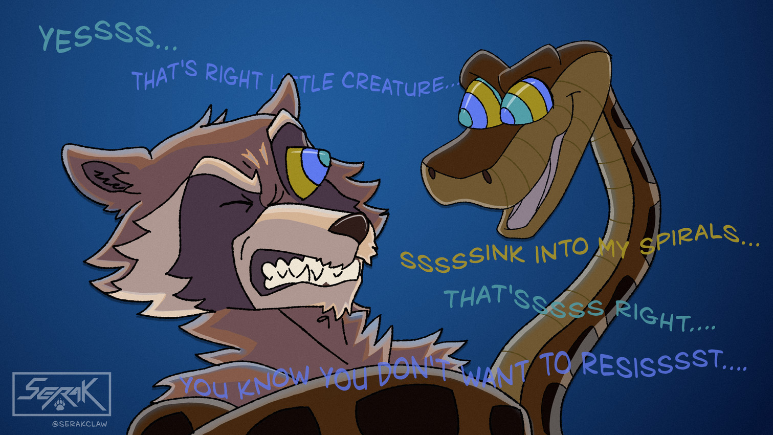 kaa and rocket raccoon (guardians of the galaxy and etc) created by serak claw and serakclaw