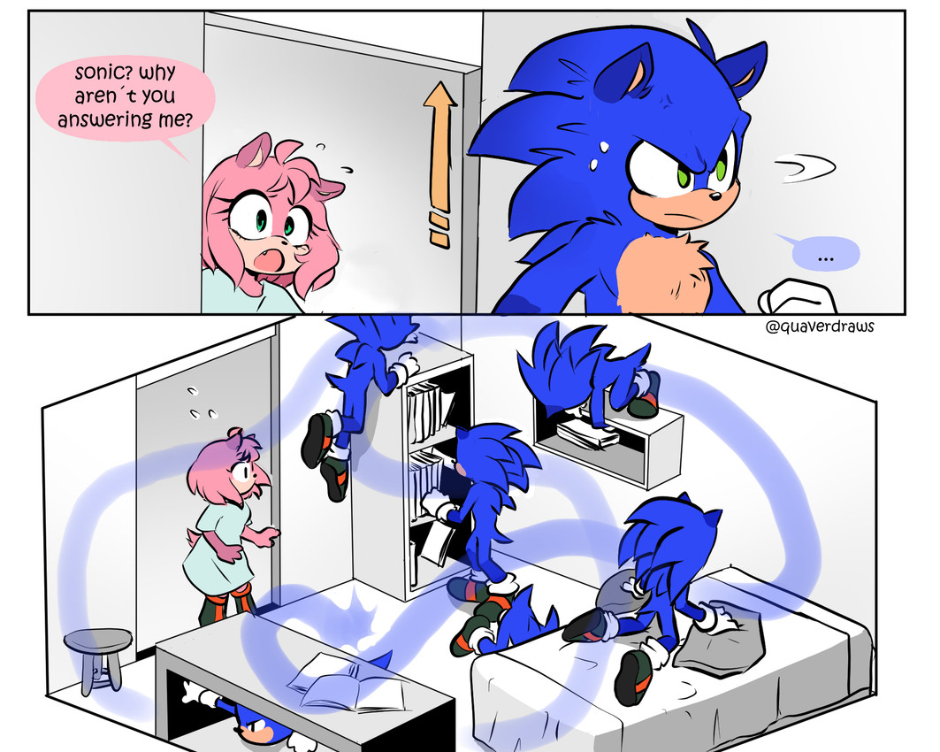 amy rose and sonic the hedgehog (sonic the hedgehog (series) and etc) created by quavernsfw