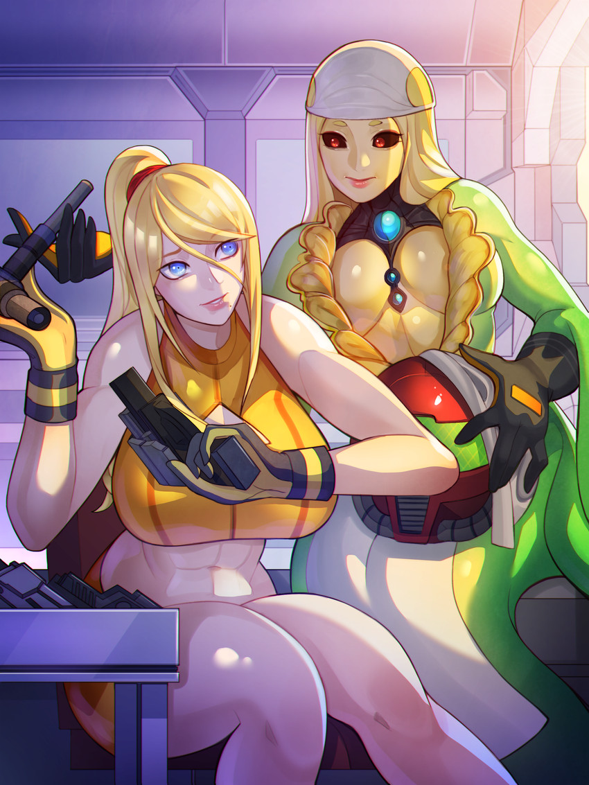 nami and samus aran (league of legends and etc) created by xuuikie