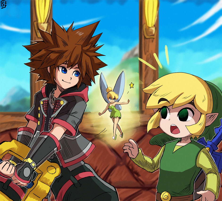 sora, tinker bell, and toon link (the legend of zelda and etc) created by stoic seraphim