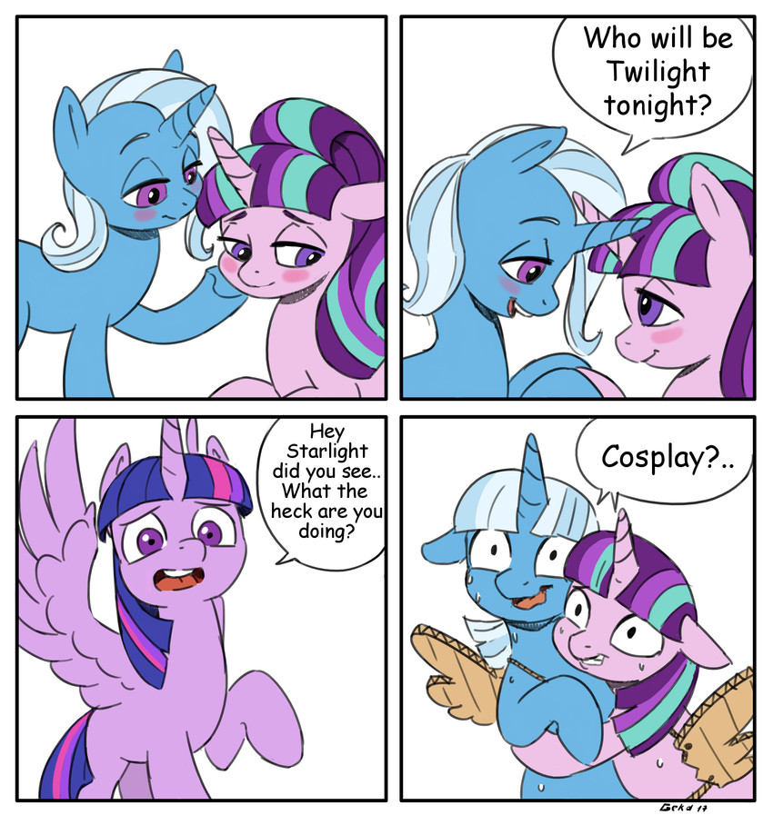 starlight glimmer, trixie, and twilight sparkle (friendship is magic and etc) created by gekasso