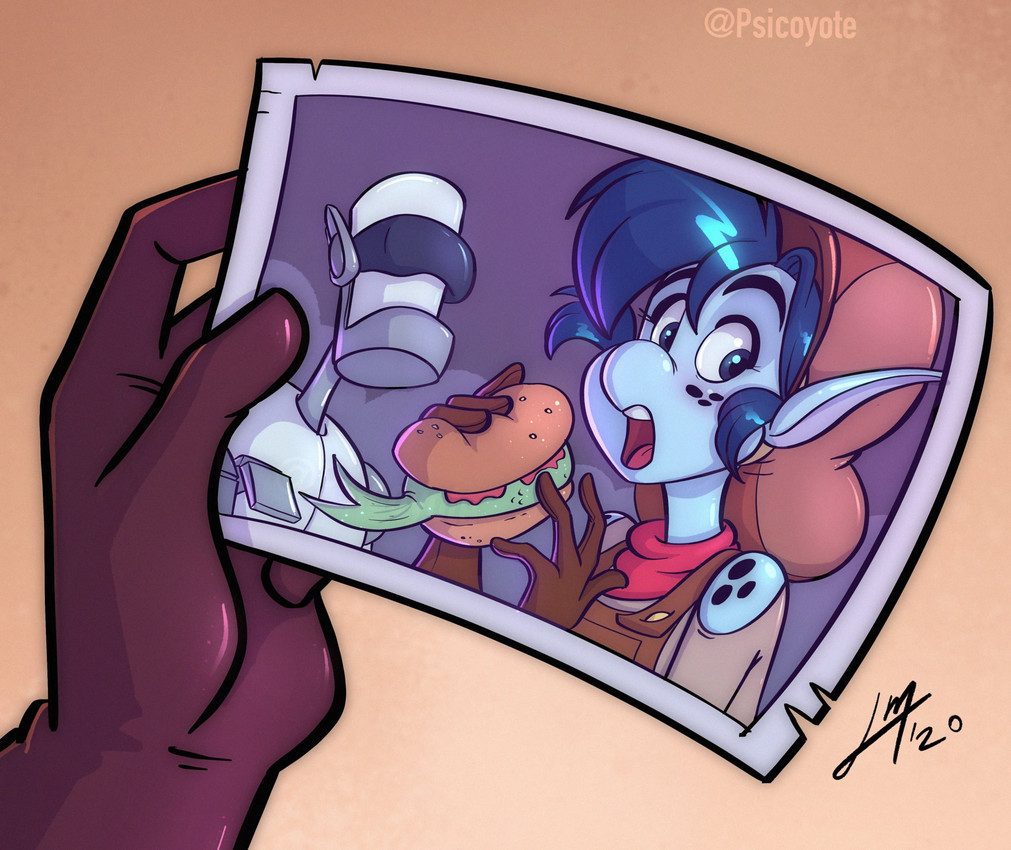 unnamed character and vesta (sailor mercury eating a burger and etc) created by psicoyote
