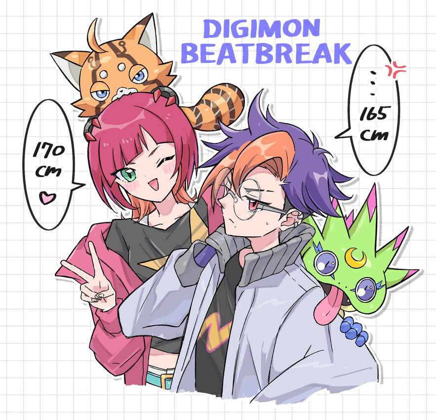 reina sakuya and tomoro tenma (digimon beatbreak and etc) created by 754 0711