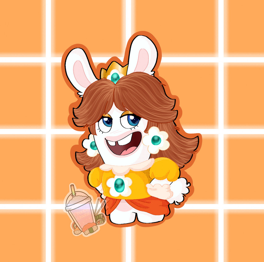 fan character and rabbid daisy (mario plus rabbids kingdom battle and etc) created by slushysushi
