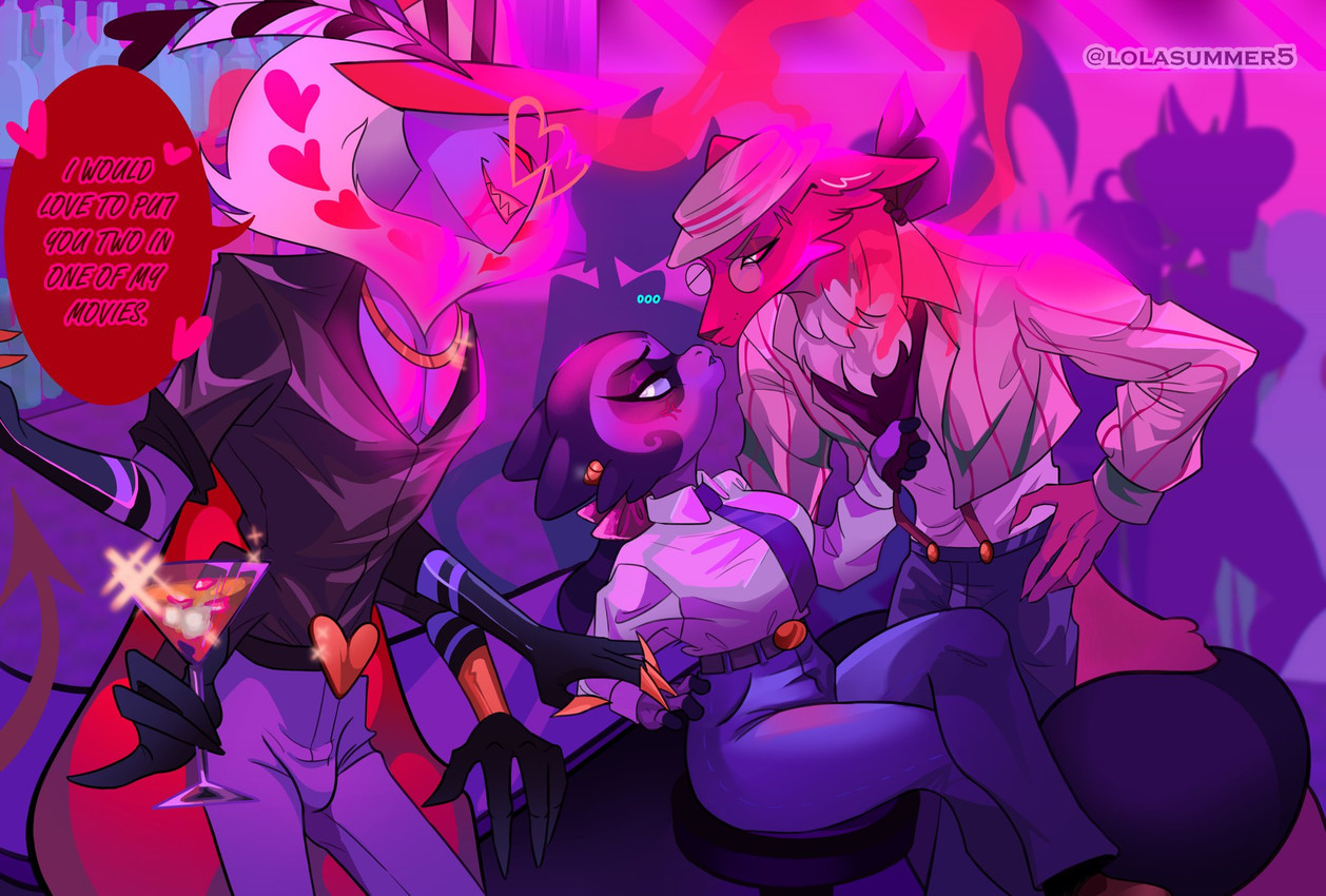 cazadora, dandy, fan character, and valentino (hazbin hotel and etc) created by lolasummer5
