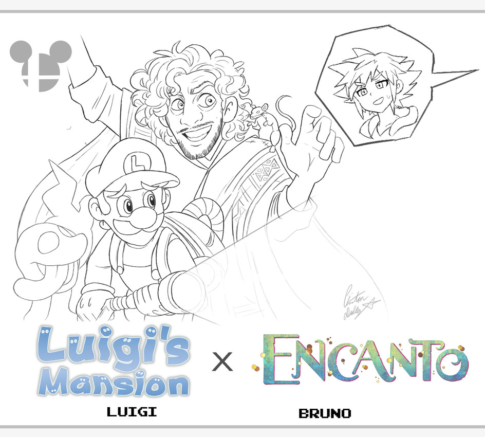 bruno madrigal, luigi, polterpup, and sora (super smash bros. ultimate and etc) created by chris-thekid