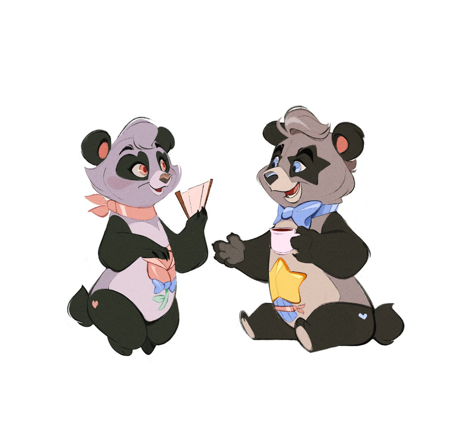 perfect panda and polite panda (american greetings and etc) created by arealtrashact