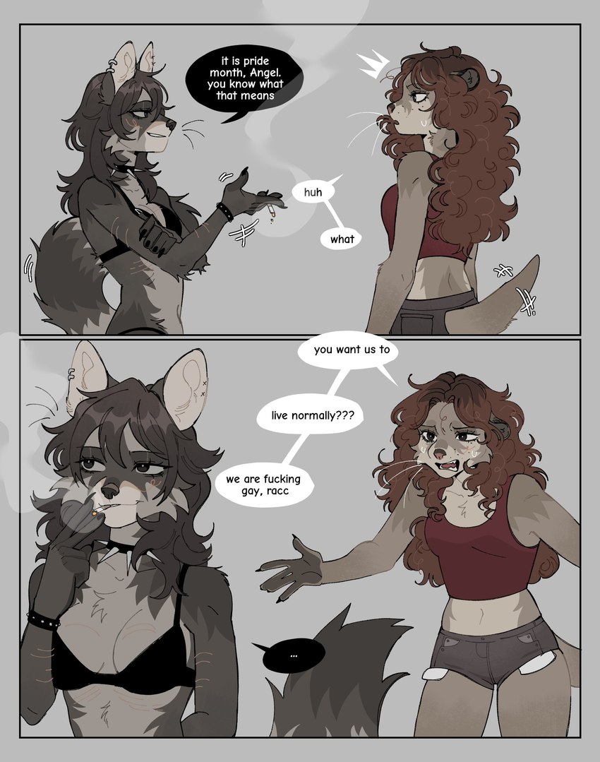 angel and racc (it's pride month you know what that means and etc) created by raccoattack
