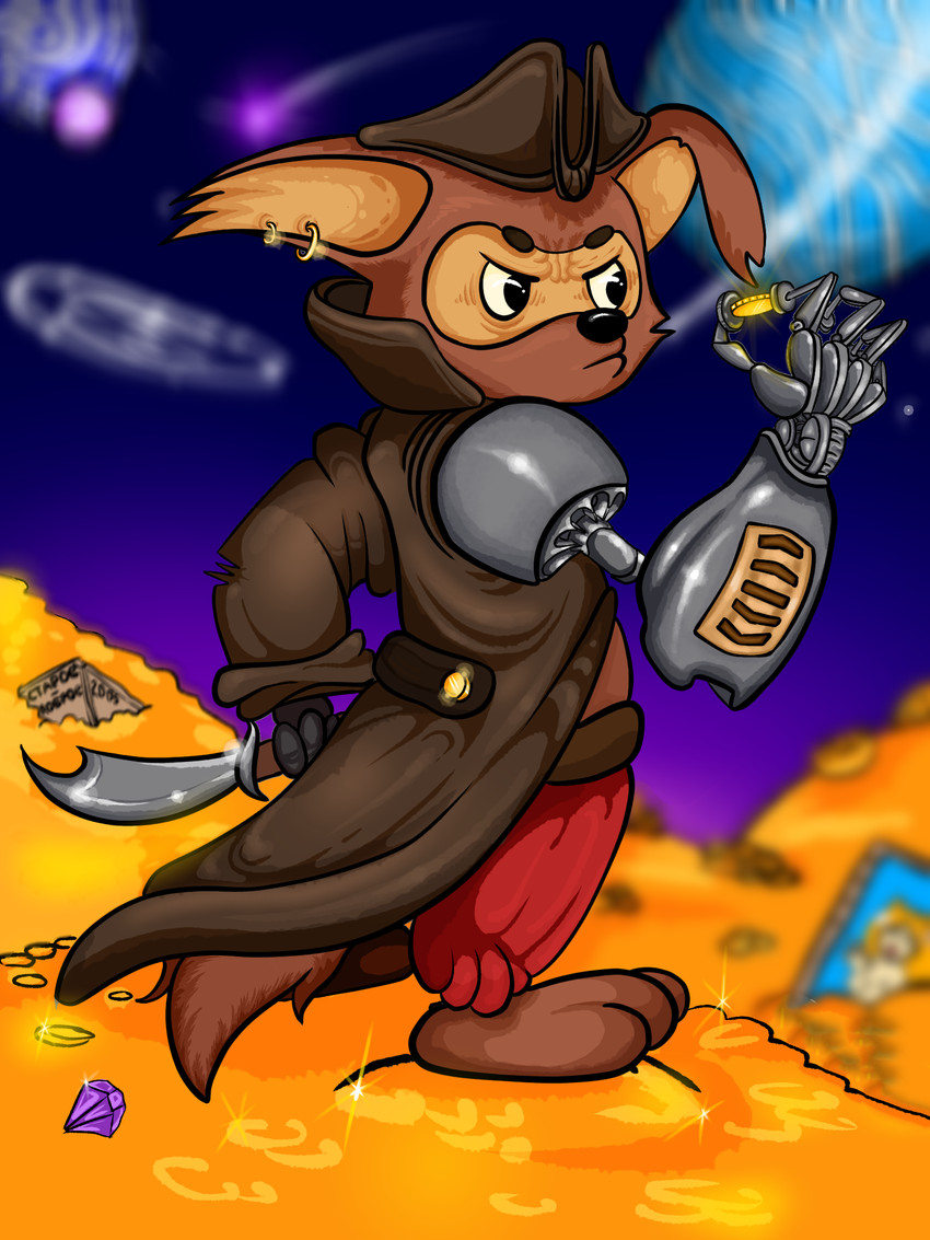 long john silver and tama-tama (treasure planet and etc) created by unknown artist