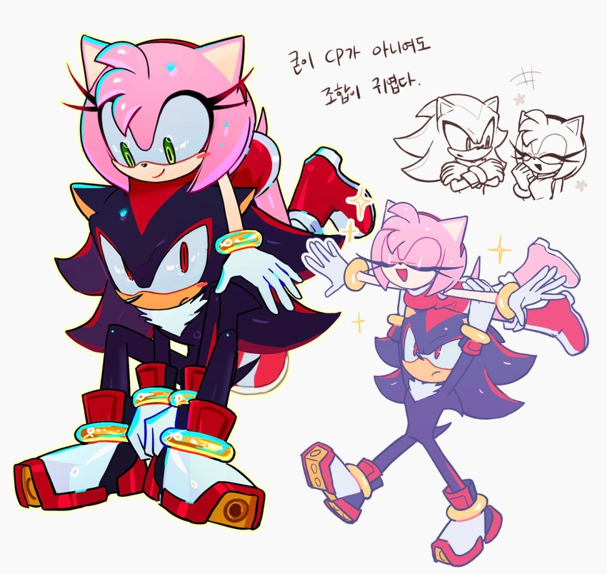 amy rose and shadow the hedgehog (sonic the hedgehog (series) and etc) created by hhhh 0103