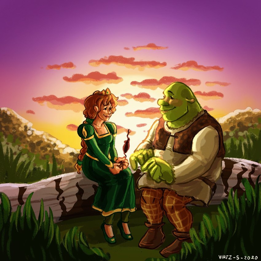 princess fiona and shrek (shrek (series) and etc) created by virtintin