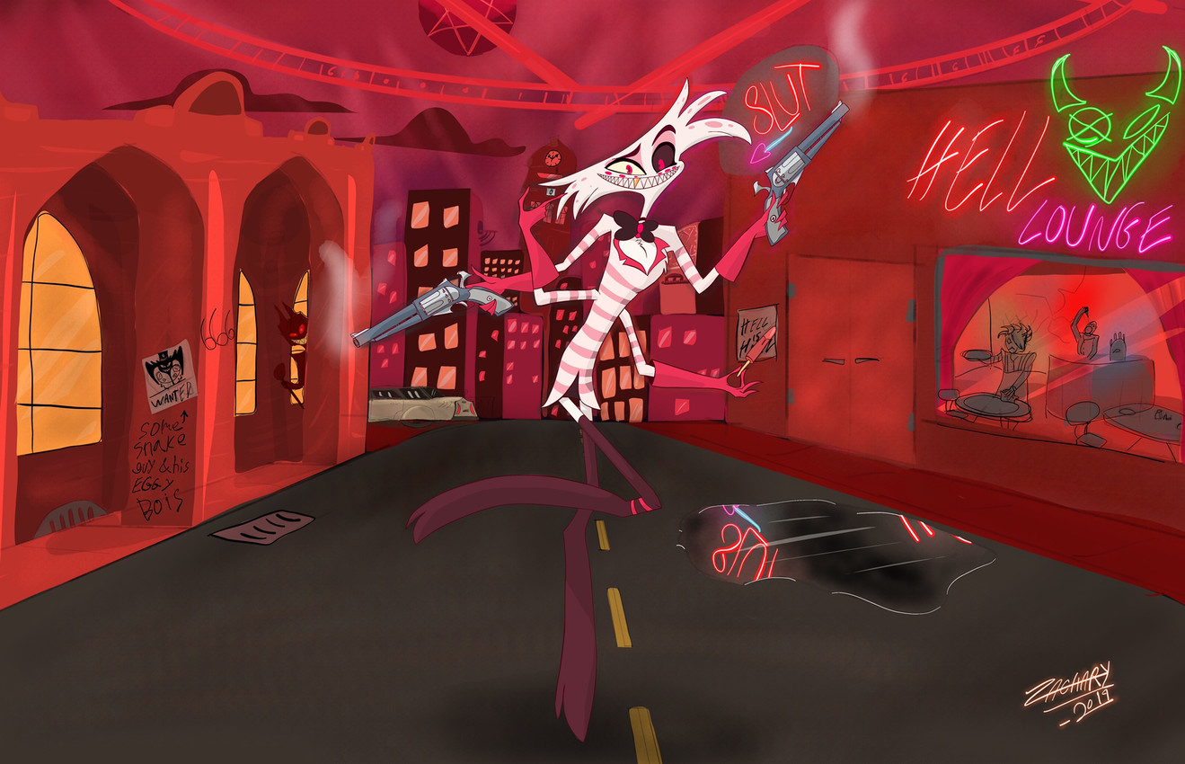 alastor and angel dust (hazbin hotel and etc) created by mr roo (artist)