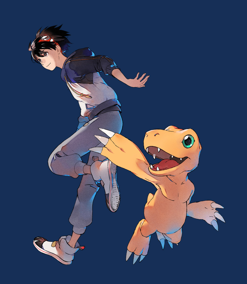agumon and takuma momozuka (digimon survive and etc)
