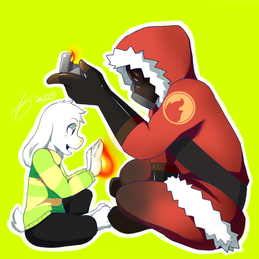 asriel dreemurr and pyro (undertale (series) and etc) created by filtrandez