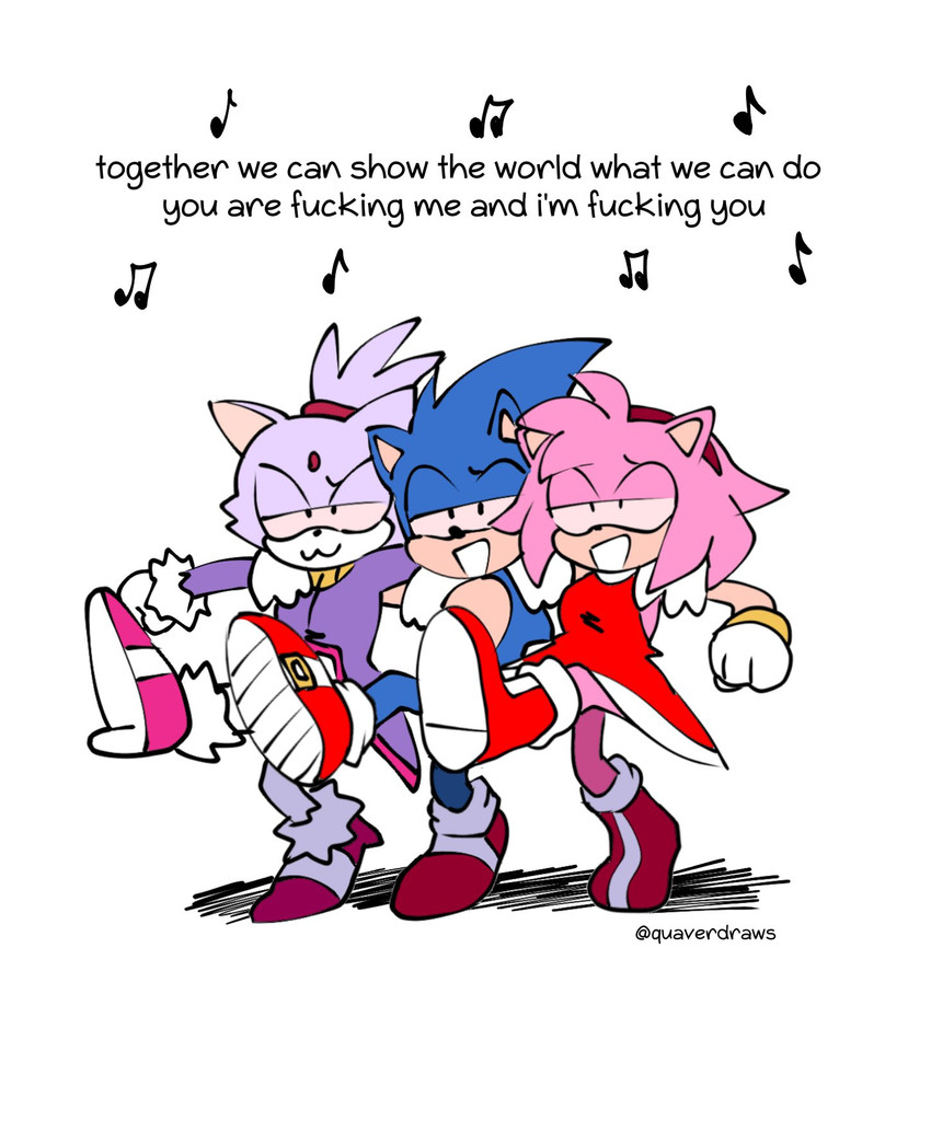 amy rose, blaze the cat, and sonic the hedgehog (sonic the hedgehog (series) and etc) created by quavernsfw