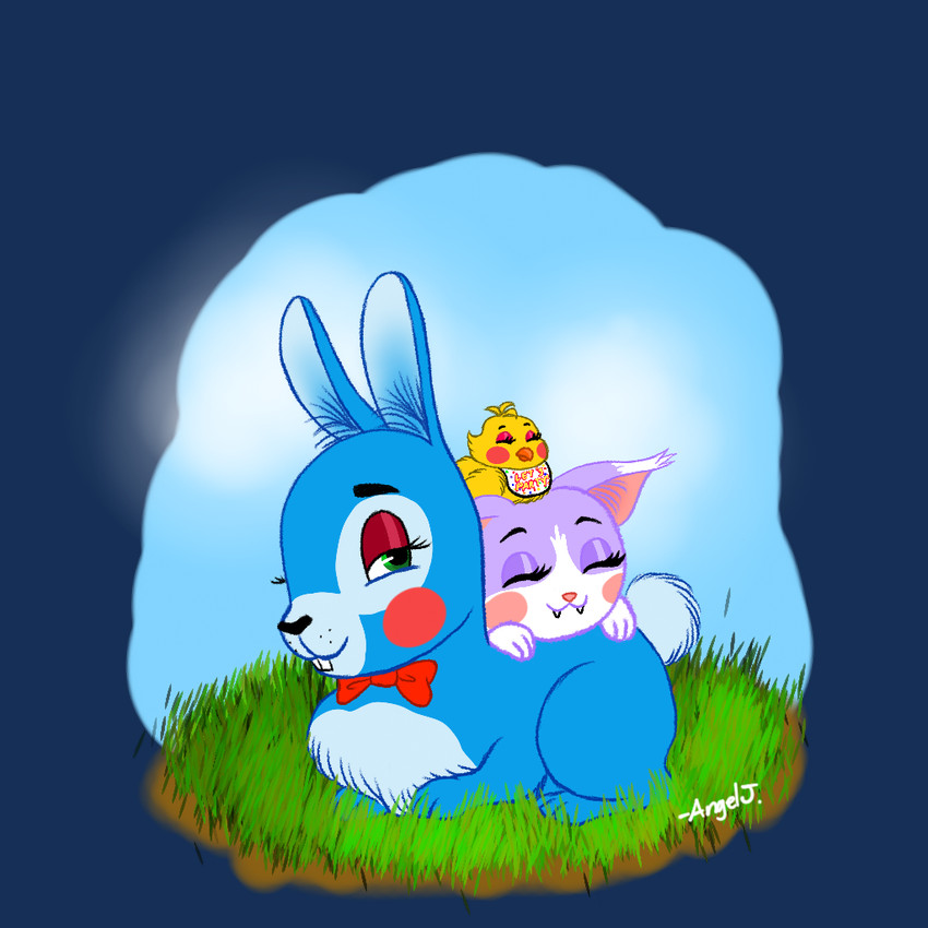 fan character, toy bonnie, toy chica, and toy connie (five nights at freddy's 2 and etc) created by mistressofthevoid