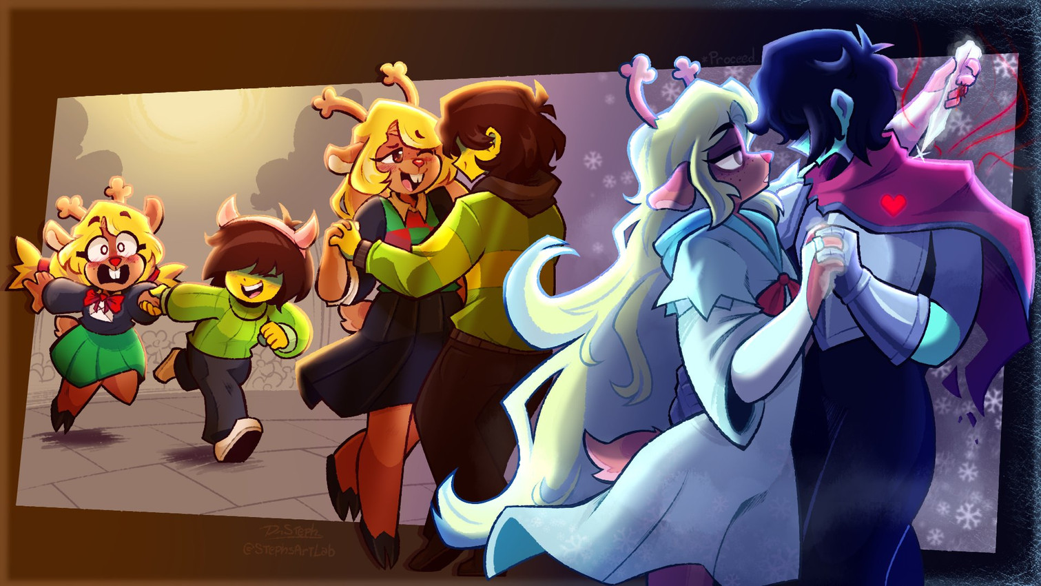 kris and noelle holiday (undertale (series) and etc) created by stephsartlab