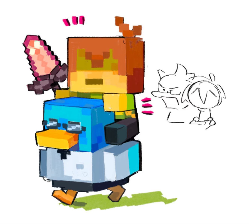 berdly, chicken jockey, and kris (undertale (series) and etc) created by ache13337003